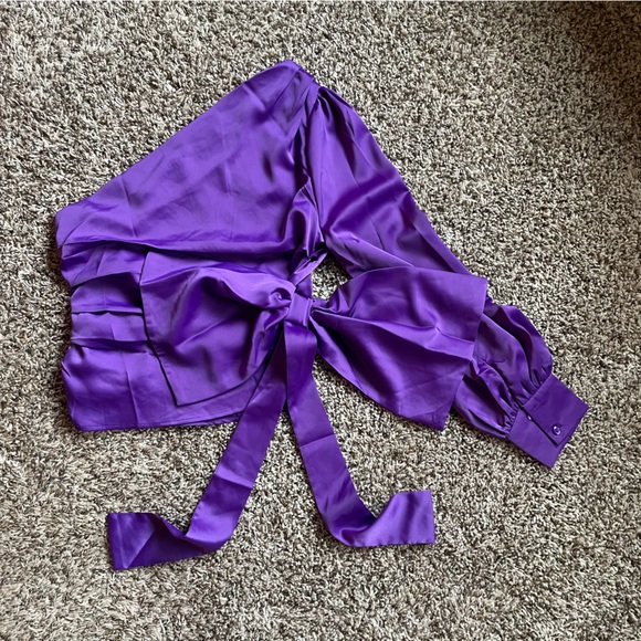 College Game Day Royal Purple One Shoulder Blouse Size Medium - Picture 6 of 6